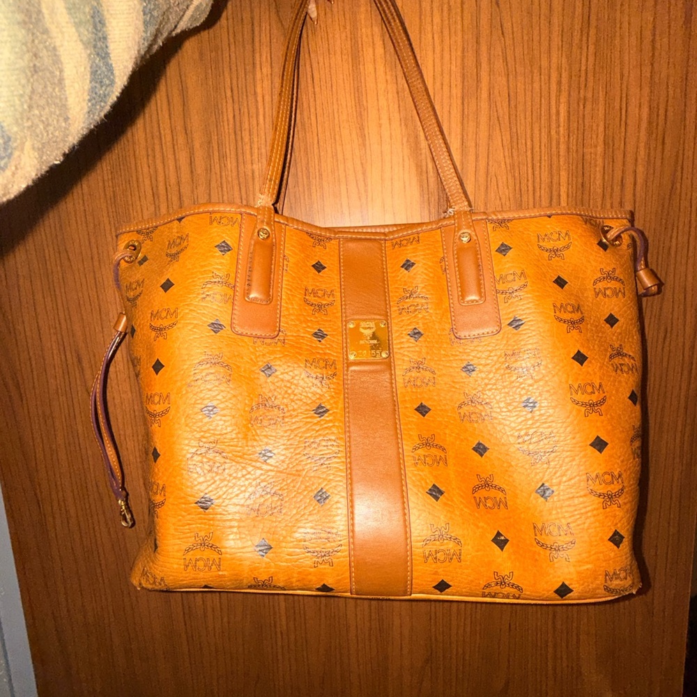 MCM Tan Liz Shopper Visetos Tote Bag